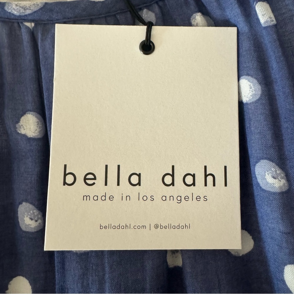 NWT BELLA DAHL Polka Dot Print Shirred Halter Dress In Navy Size Small - Picture 16 of 16